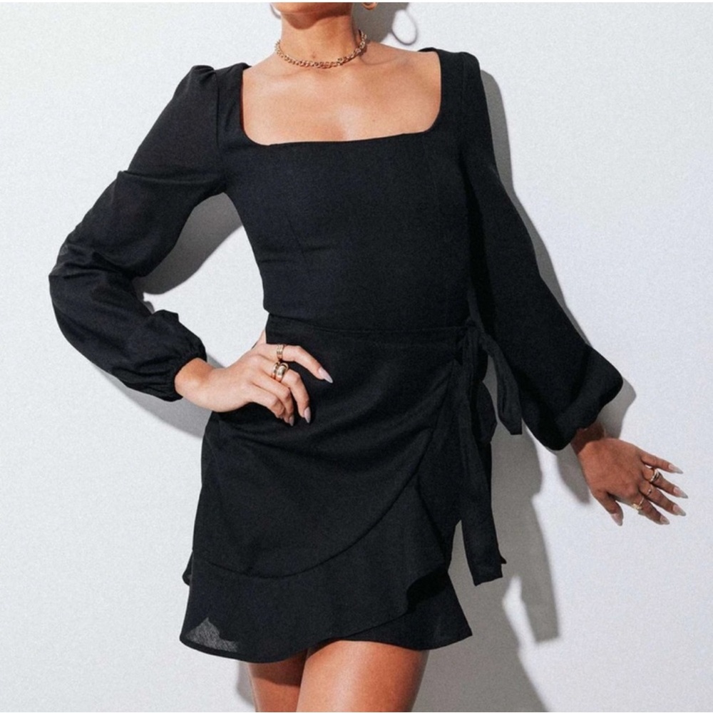 NWT 6 Princess Polly Villa Mini Dress Wrap Black